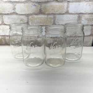 Vintage Kerr Wide Mouth Mason Quart Jars ~Set of 4 ~ Clear Self Sealing~ Canning